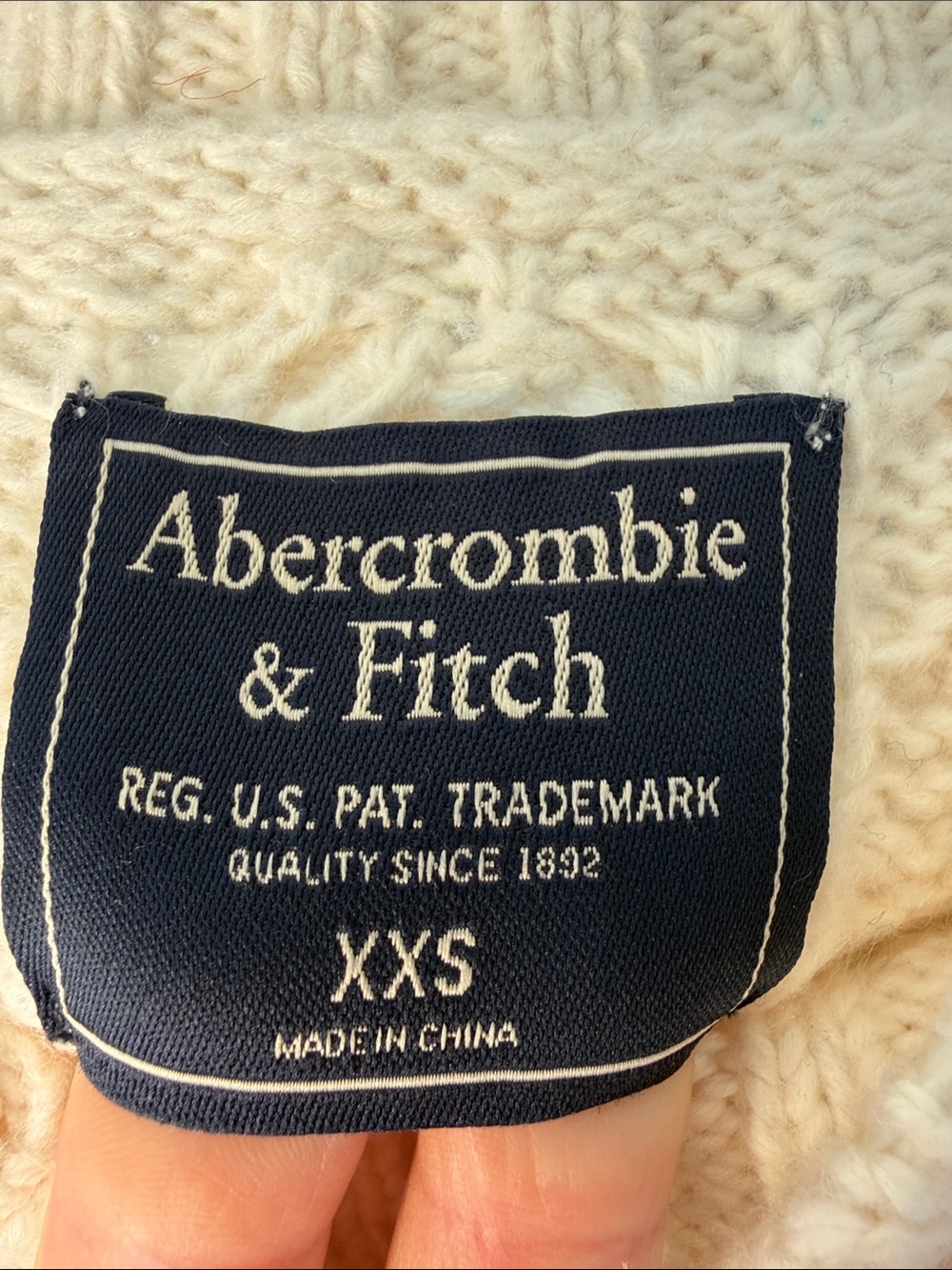 Abercrombie & Fitch Cream Cable Crew Sweater, Size XXS. - Picture 2 of 8